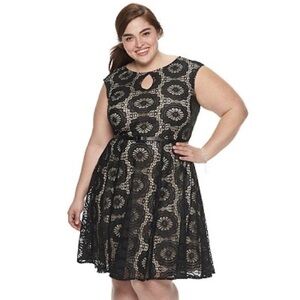 London Style Collection‎ Black & Cream Circle Print Keyhole Dress Belt 24W NEW